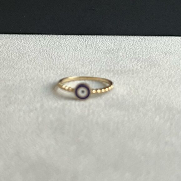 14k real gold evil eye beaded ring size 7 trendy stackable ring perfect gift - Picture 6 of 10